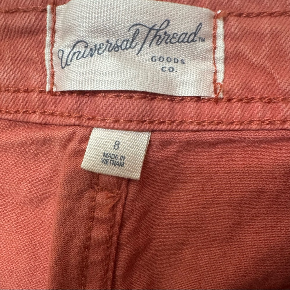 Universal Thread Sailor Wide-Leg Jeans Women’s Size 8 Coral-Red High-Rise Pants - Picture 3 of 13